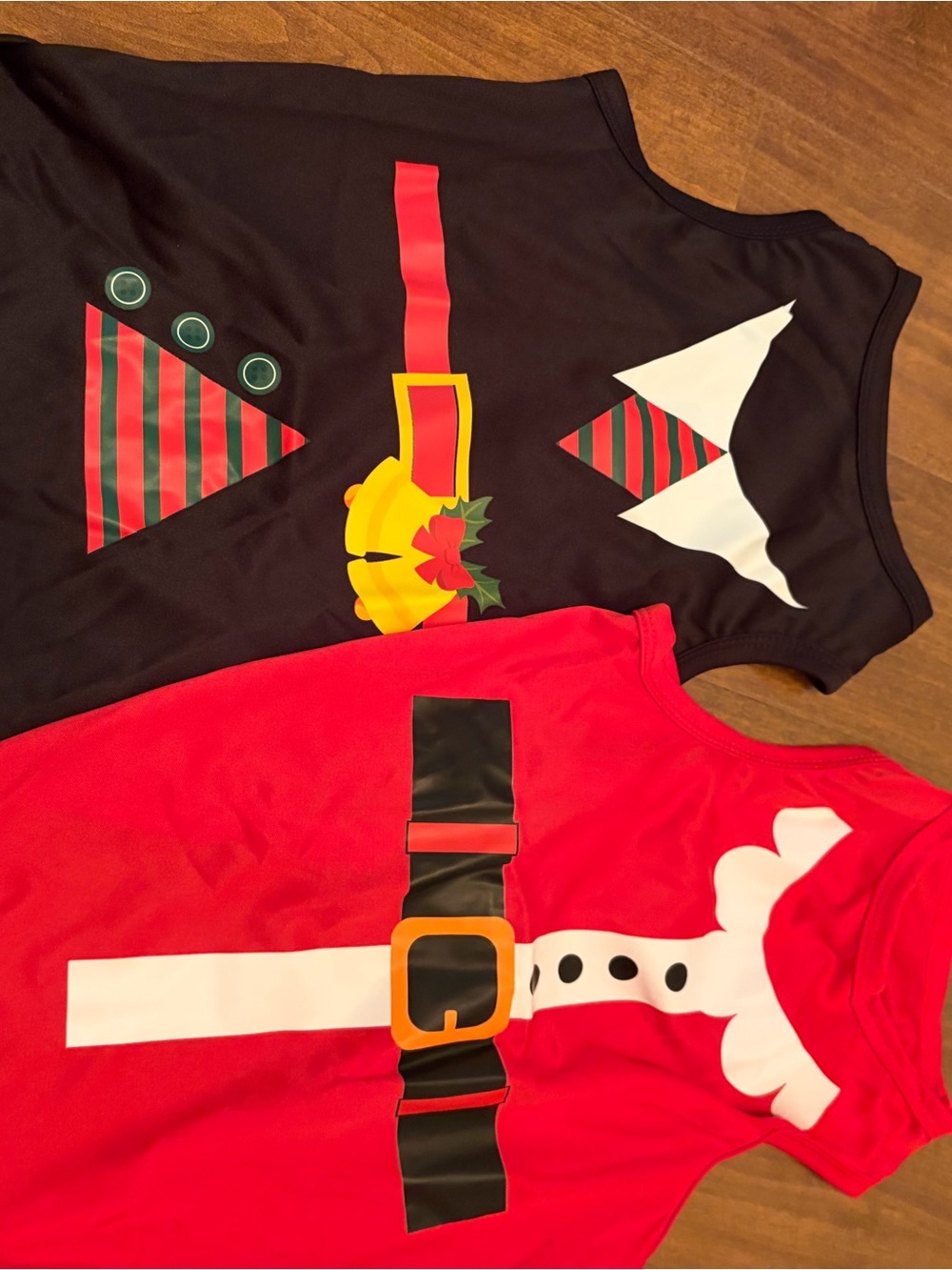 Kids Christmas Santa and Elf Costume Tops - Red and Black